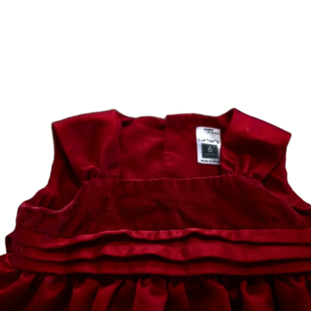 Carter Velvet RED dress. Size 6. Ribbon. Excellent Condition